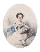 OENAILLE François Felix,Portrait of a young girl, seated full-length, hold,Christie's 2000-01-18