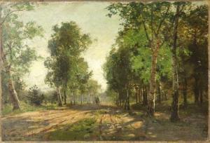 OESTERLEY Carl Wilhelm Friedr,landscape with a horse and wagon on a dirt road,Wiederseim 2019-11-30