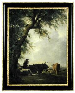 OESTERSCHMIDT Heinrich 1800-1900,Herdsmen with cattle in a landscape,19th,Cheffins GB 2017-11-29