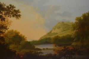 of LAMBERT James, Snr, Lewes 1725-1788,lake scene with figures around a c,Lawrences of Bletchingley 2018-09-04