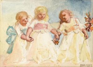 of WATERFORD Marchioness Louisa Anne,STUDY OF THREE YOUNG GIRLS,1883,Mellors & Kirk 2016-09-14