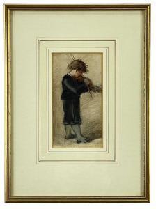 of WATERFORD Marchioness Louisa Anne 1818-1891,young boy playing a violin, Below ,Rogers Jones & Co 2023-01-13