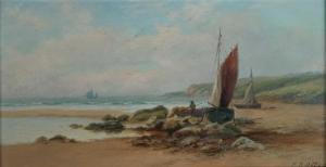 OFFER Frank Rawlings 1847-1932,Sailboats on a Beach,Halls GB 2020-10-07