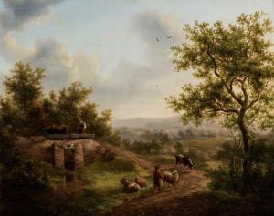 OFFERMANS Anthony Jacobus 1796-1872,A Wooded River Landscape with Shephe,AAG - Art & Antiques Group 2022-07-04