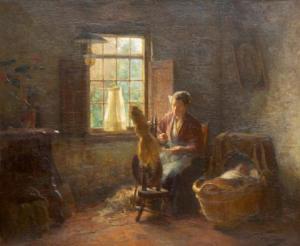 OFFERMANS Tony Lodewijk George 1854-1911,A mother at the spinning wheel,Venduehuis NL 2021-11-21