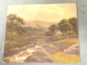 OGLE Charles Frederick,river landscape with bridge,Jim Railton GB 2023-01-14