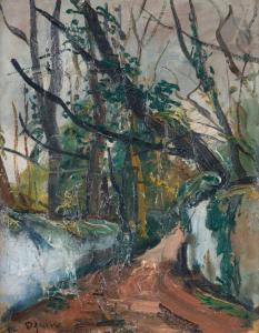 OGUISS Takanori 1901-1986,Chemin dans les bois du Léman,1934,Ader FR 2024-04-25