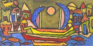 OGUNDELE Rufus 1946-1996,Boats at Kuramo Waters, Lagos,Bonhams GB 2011-03-16