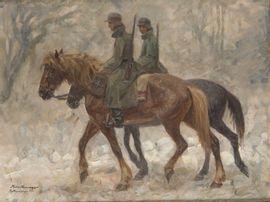 OHMAYER Max 1903-1970,Deux soldats allemands à cheval,Daguerre FR 2021-11-23