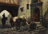 OHMAYER Max 1903-1970,Street Scene with Figures and Horses,Clars Auction Gallery US 2018-06-17