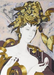 OJEDA Froylan 1932-1991,Woman with Birds and Butterflies,1980,Ro Gallery US 2024-04-04