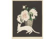 OKANOYE Riu 1900-1900,Cat and roses,Mainichi Auction JP 2017-12-08