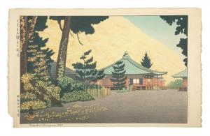 OKUYAMA Gihachiro 1907-1981,Autumn colours at Tachikannon Temple in Nikko,Adams IE 2021-11-23