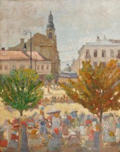 Olarian Mircea 1896-1985,The Square in Cluj,Artmark RO 2023-11-15