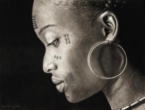 OLATUNJI Babajide 1989,Portrait of a young woman in profile,2013,Bonhams GB 2018-10-04