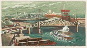 OLDS Elizabeth 1897-1991,Harlem River Bridges,1940,Swann Galleries US 2021-02-04
