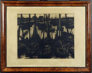 OLEFFE Auguste 1867-1931,Barques au Port,Galerie Moderne BE 2011-01-18