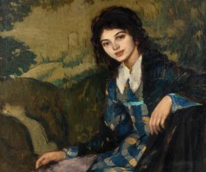 OLINSKY Ivan Gregorevitch 1878-1962,Young Woman Against a Tapestry,1913,Hindman US 2023-10-17