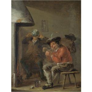 OLIS Jan 1610-1676,AN INTERIOR WITH PEASANTS SMOKING AND DRINKING BES,Sotheby's GB 2010-05-18