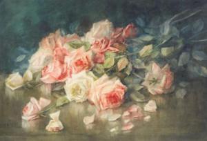 OLIVER Mary austin 1851-1948,Pink and White Roses,1902,William Doyle US 2008-06-04