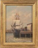 OLIVER Thomas Clarkson 1827-1892,Clipper ship at dock,Eldred's US 2022-05-12