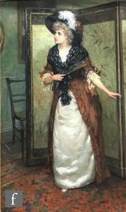 OLIVER William 1823-1901,An elegant lady wearing a shawl and holding ,Fieldings Auctioneers Limited 2023-01-12