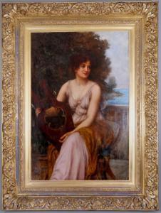 OLIVER William 1823-1901,Joueuse de lyre,Morand FR 2024-04-09