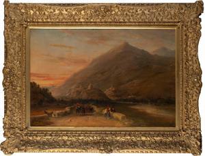 OLIVER William 1804-1853,Paesaggio montano con viandanti,Finarte IT 2024-02-20