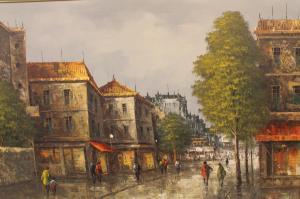 OLIVERI Egidio,Continental street scene figures in the rain,Golding Young & Mawer 2015-11-04