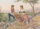 OLIVETTI Luigi 1856-1941,Ayoung Italian couple harvesting grapes,Palais Dorotheum AT 2011-03-24