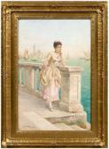 OLIVETTI Luigi 1856-1941,woman looking over the Grand Canal, Venice,1922,Brunk Auctions 2008-11-08