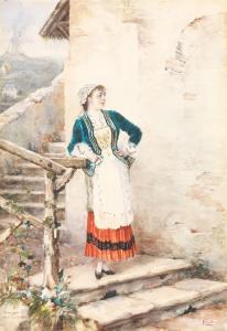 OLIVETTI Salvatore 1833-1902,Portrait présumé de Bianca Donadio en paysanne,Tajan FR 2012-11-23