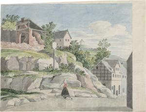 OLIVIER Heinrich,Fränkische Landschaft mit betender Bäuerin, im Hin,Galerie Bassenge 2023-12-01