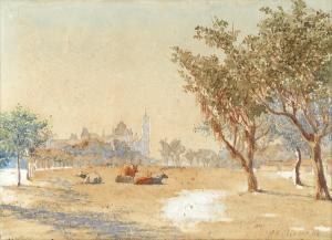 OLIVIER Herbert Arnauld,A view towards the Rajabai Clock Tower, Mumbai,1884,Bonhams 2021-09-14