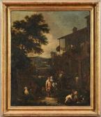 OLIVIERO Pietro Domenico I 1679-1755,Paysans devant une auberge,De Maigret FR 2017-10-18