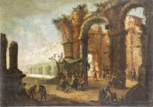 OLIVIERO Pietro Domenico I 1679-1755,Scena di villaggio con banchetto,Bertolami Fine Arts 2022-11-17