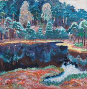 OLLILA Yrjö 1887-1932,LANDSCAPE/REFLECTIONS,1916,Bukowskis SE 2012-05-30