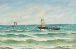 OLSEN Alfred Theodor 1854-1932,Ships at sea at the coast of Skagen,1907,Bruun Rasmussen 2024-01-08