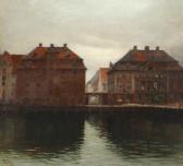 OLSEN Otto 1886,Copenhagen canal view,1913,Bruun Rasmussen DK 2021-01-18