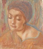 OLSOMMER Charles Clos 1883-1966,Brustbildnis einer jungen Frau mit Kopftuch,Dobiaschofsky 2009-05-13