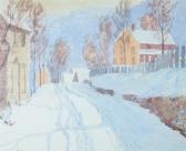 OLSON ROLLE AUGUST HERMAN 1875-1941,SNOW-COVERED ROAD FLANKED WITH HOUSES IN H,1930,Sloans & Kenyon 2013-02-16