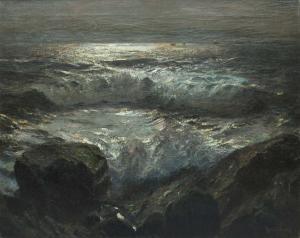 OLSSON Julius 1864-1942,Moonlit coastal landscape,Woolley & Wallis GB 2023-12-13