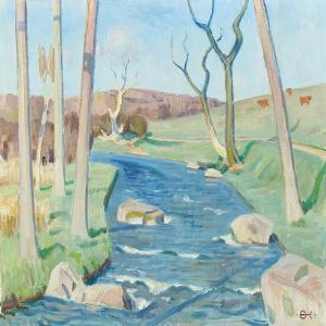 OLUND HANSEN Edvard 1887-1979,Spring landscape with stream,Bruun Rasmussen DK 2014-10-27