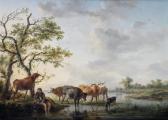 OMMEGANCK Balthazar Paul,A river estuary with a drover and his flock,1778,Bonhams 2014-04-30