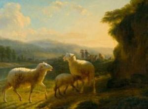 OMMEGANCK Balthazar Paul 1755-1826,brebis et agneau dans un paysage,1806,Mercier & Cie FR 2007-06-17