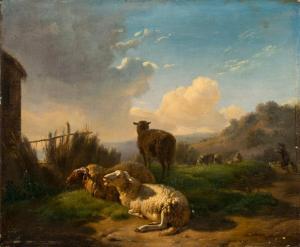 OMMEGANCK Balthazar Paul 1755-1826,Landscape with sheep and shepherd,La Suite ES 2023-03-30