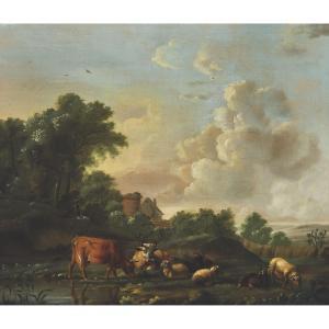 OMMEGANCK Balthazar Paul 1755-1826,PASTORAL LANDSCAPE WITH COWS AND SHEEP,Waddington's CA 2023-12-14