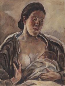 ONCHI Koshiro 1891-1955,Wife, Nobu,1918,Mainichi Auction JP 2023-07-29