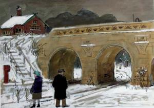 ONNES Harm Kamerlingh 1893-1985,People by a bridge in winter,Christie's GB 2007-09-05