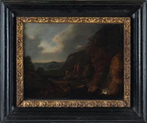 ONOFRI Crescenzo 1632-1712,Paesaggio con torrente e pescatori,Wannenes Art Auctions IT 2021-03-18